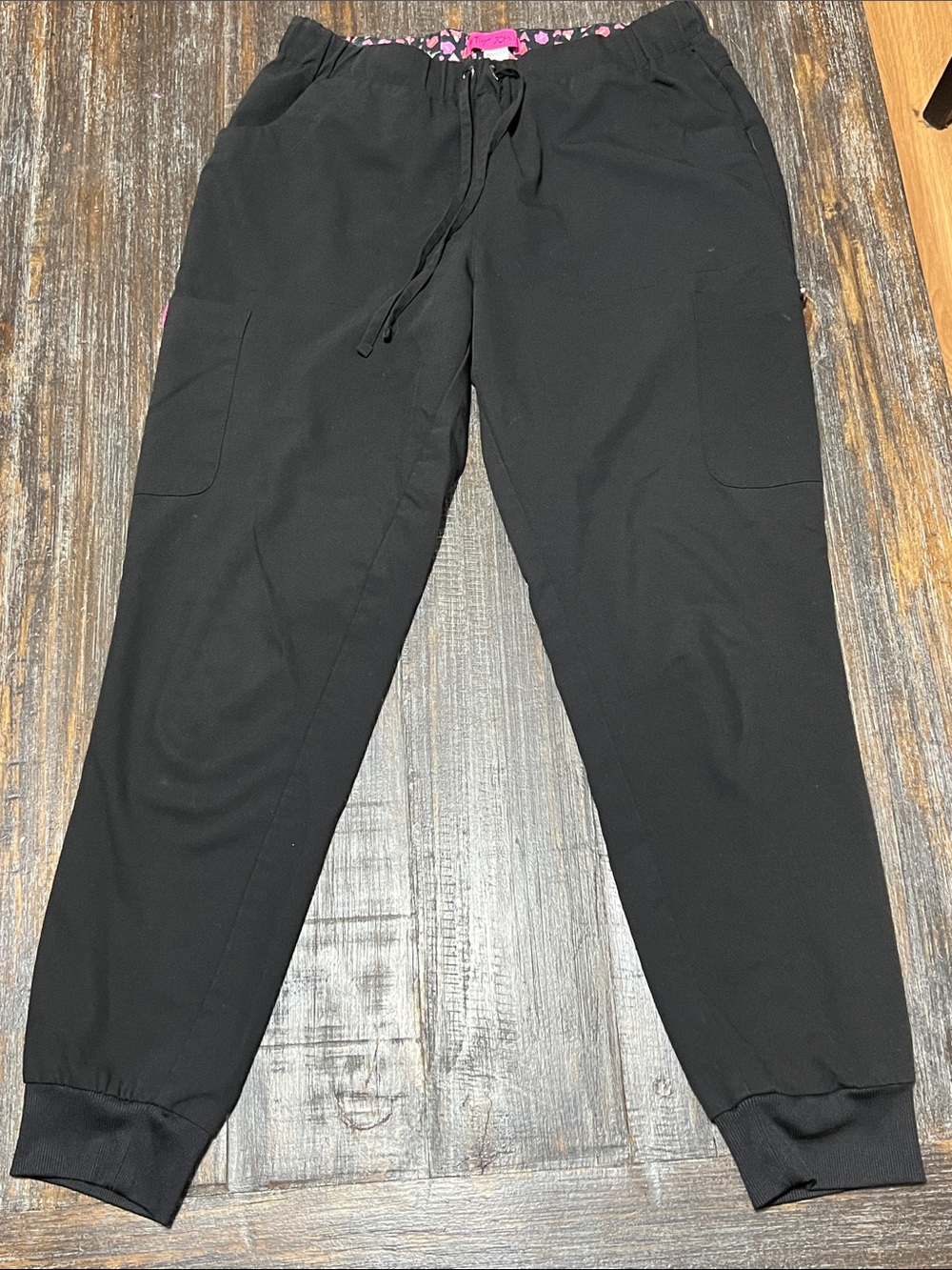Betsey Johnson Black Jogger Scrub Pants